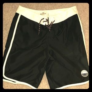 Mens Hollister Black and White Swimming Trunks